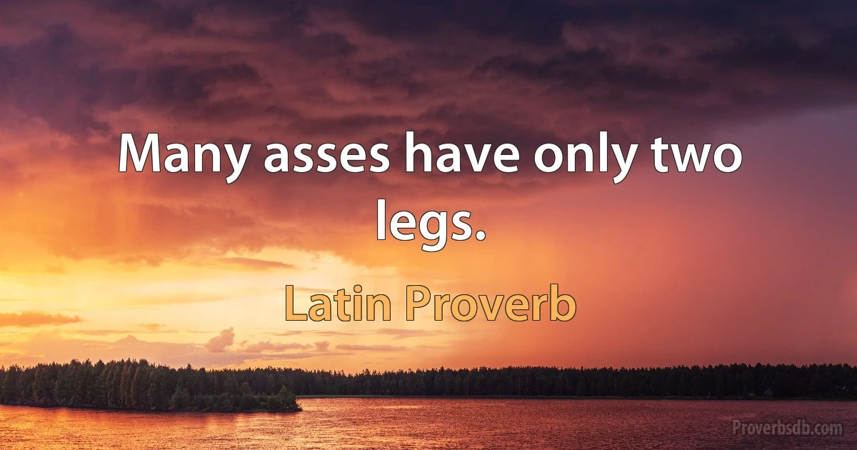 Many asses have only two legs. (Latin Proverb)