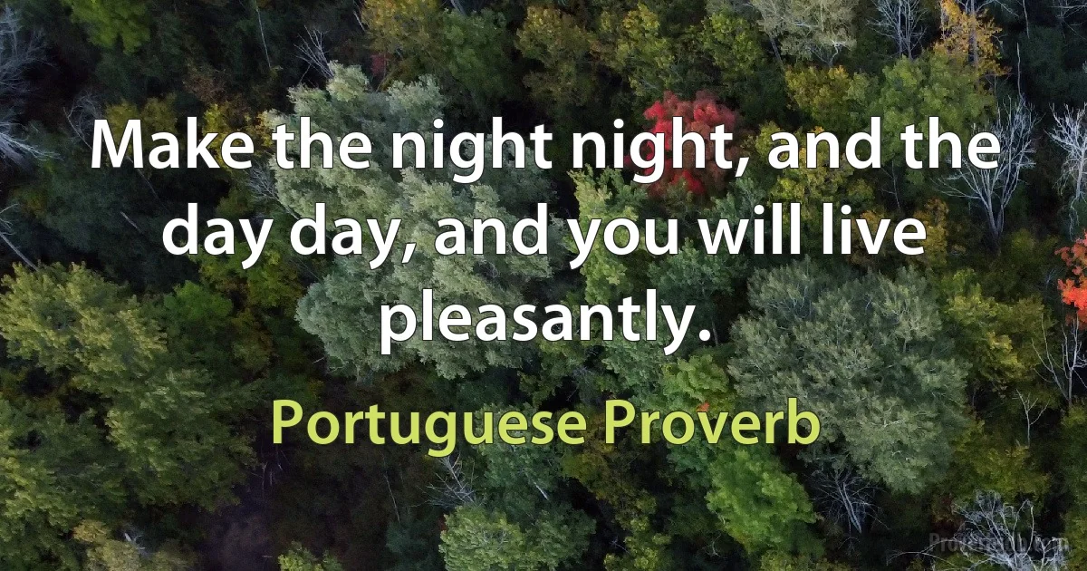 Make the night night, and the day day, and you will live pleasantly. (Portuguese Proverb)