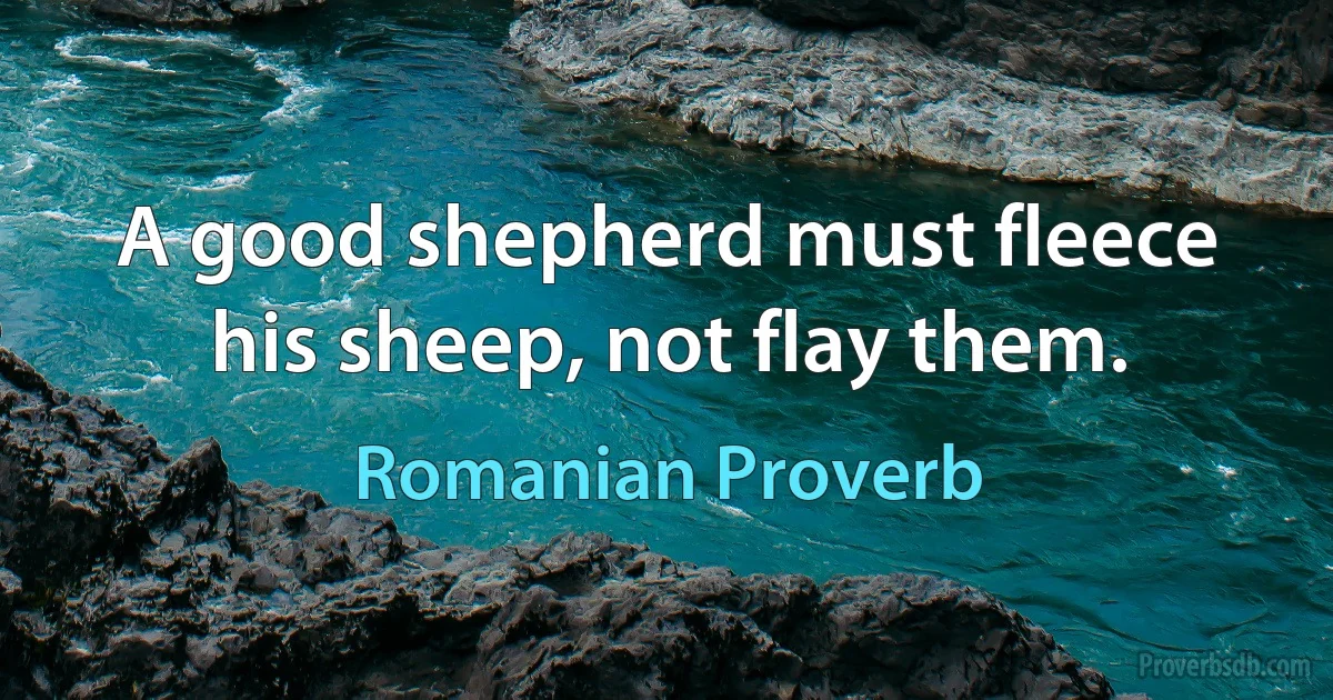 A good shepherd must fleece his sheep, not flay them. (Romanian Proverb)