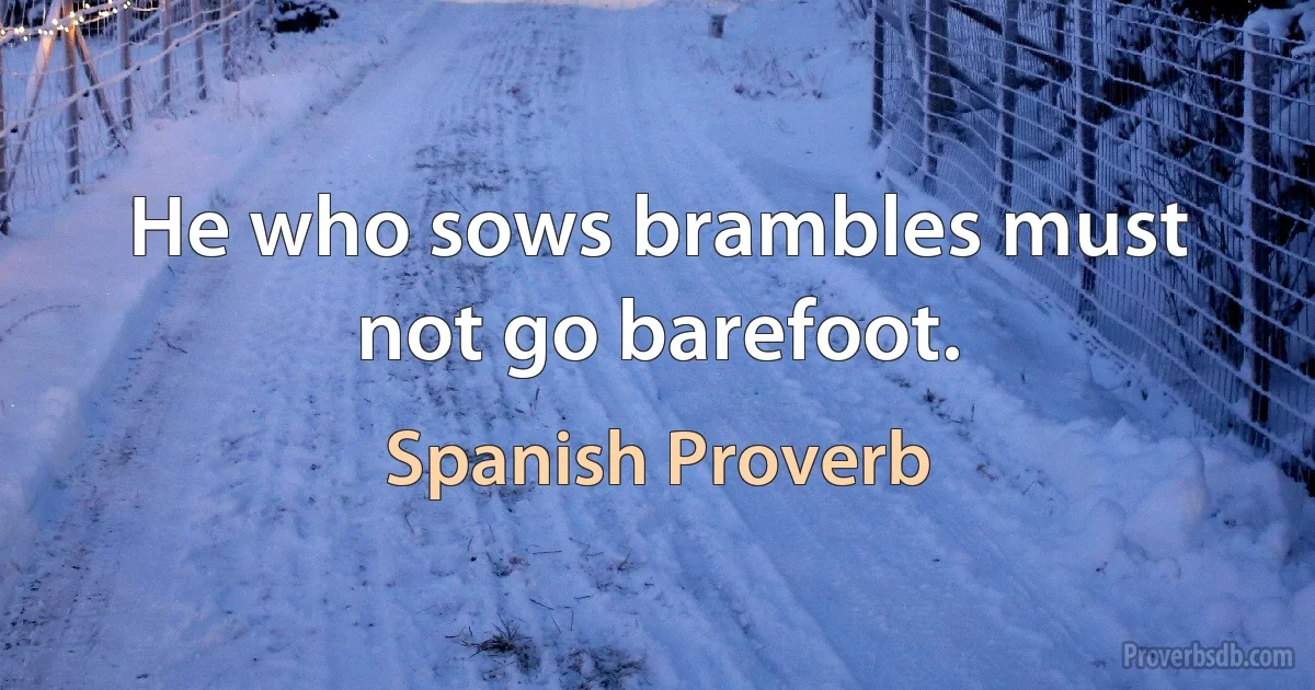 He who sows brambles must not go barefoot. (Spanish Proverb)