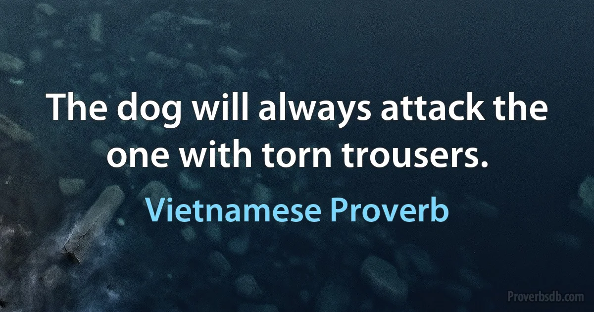 The dog will always attack the one with torn trousers. (Vietnamese Proverb)