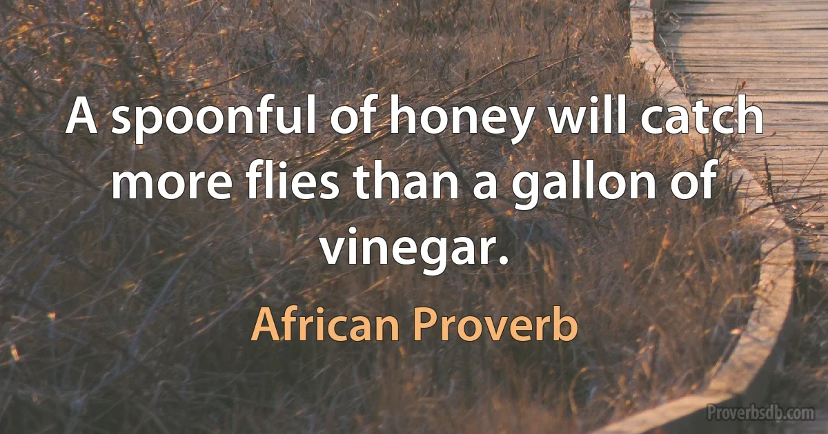 A spoonful of honey will catch more flies than a gallon of vinegar. (African Proverb)