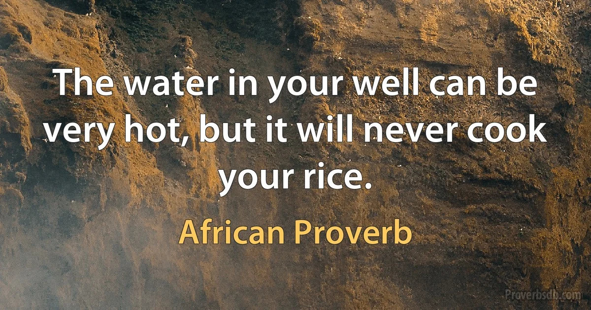 The water in your well can be very hot, but it will never cook your rice. (African Proverb)