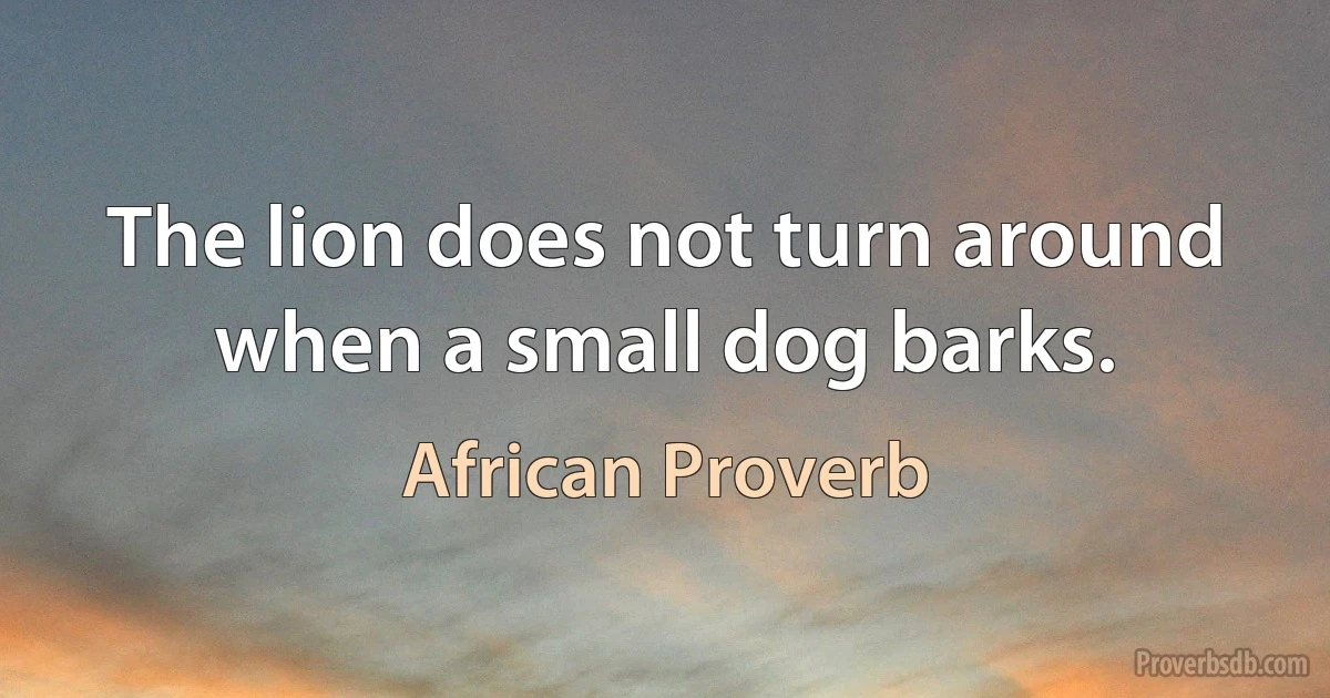 The lion does not turn around when a small dog barks. (African Proverb)