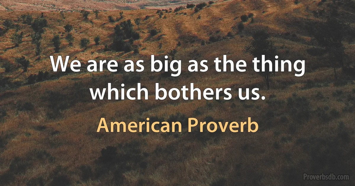 We are as big as the thing which bothers us. (American Proverb)