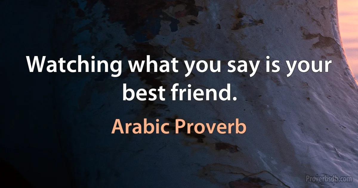 Watching what you say is your best friend. (Arabic Proverb)