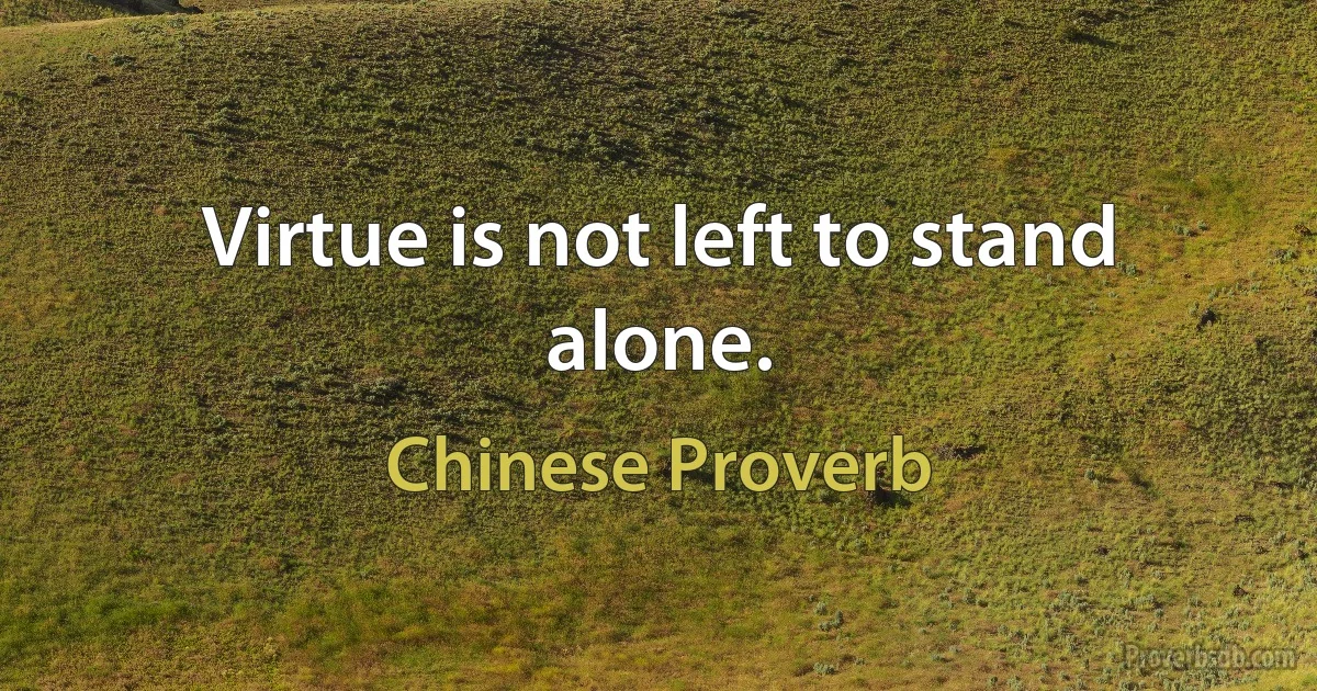 Virtue is not left to stand alone. (Chinese Proverb)