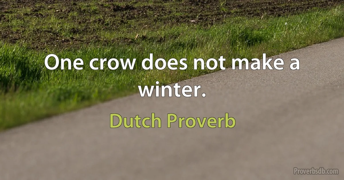 One crow does not make a winter. (Dutch Proverb)