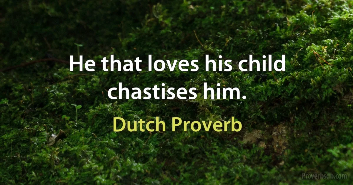 He that loves his child chastises him. (Dutch Proverb)