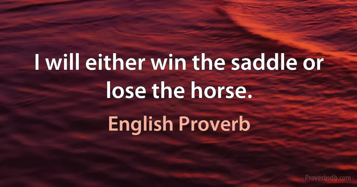 I will either win the saddle or lose the horse. (English Proverb)