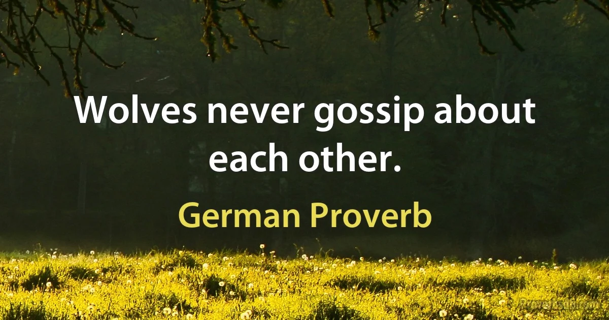 Wolves never gossip about each other. (German Proverb)