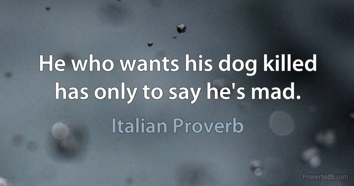 He who wants his dog killed has only to say he's mad. (Italian Proverb)