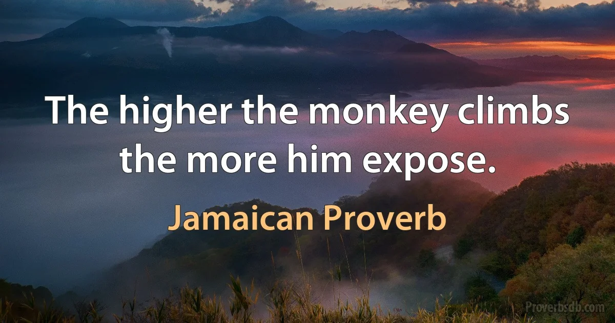 The higher the monkey climbs the more him expose. (Jamaican Proverb)