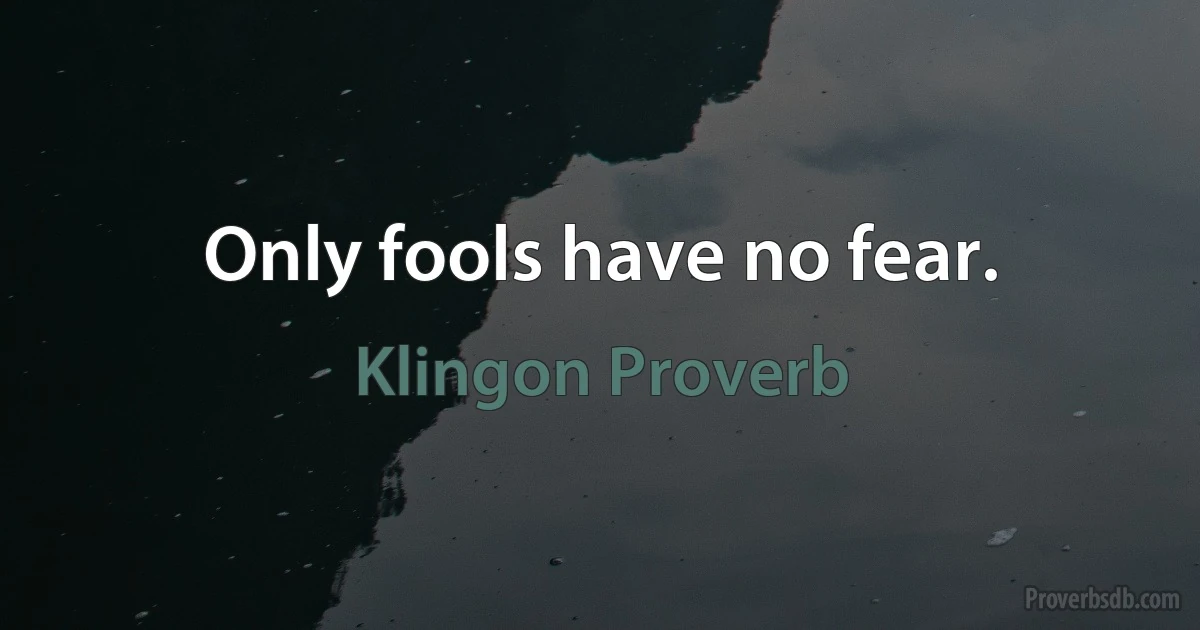 Only fools have no fear. (Klingon Proverb)