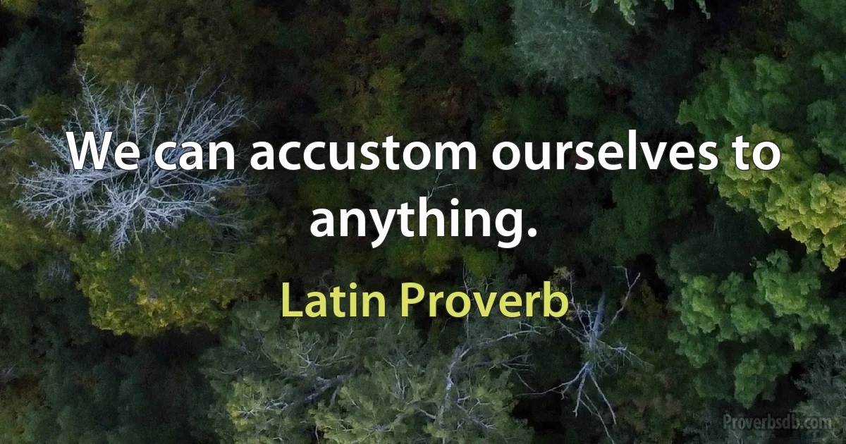 We can accustom ourselves to anything. (Latin Proverb)