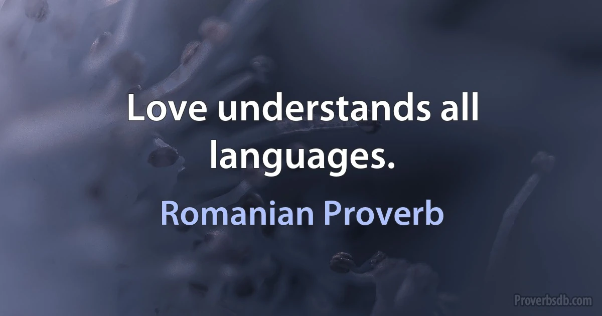 Love understands all languages. (Romanian Proverb)