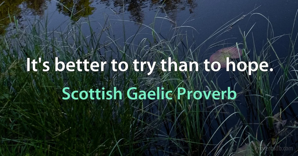 It's better to try than to hope. (Scottish Gaelic Proverb)