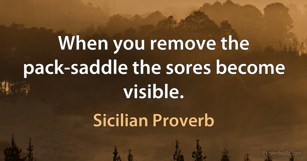 When you remove the pack-saddle the sores become visible. (Sicilian Proverb)