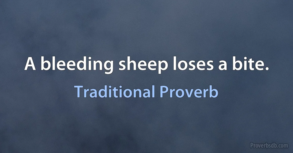 A bleeding sheep loses a bite. (Traditional Proverb)