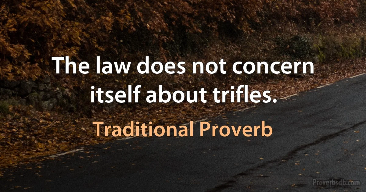 The law does not concern itself about trifles. (Traditional Proverb)