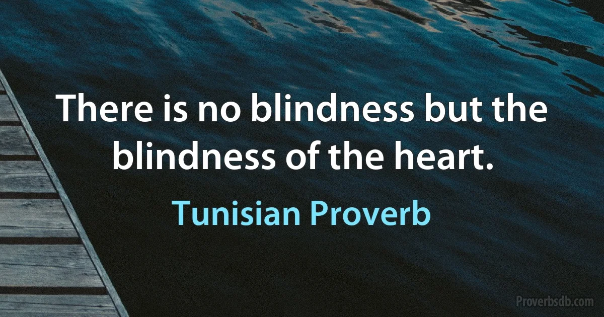 There is no blindness but the blindness of the heart. (Tunisian Proverb)