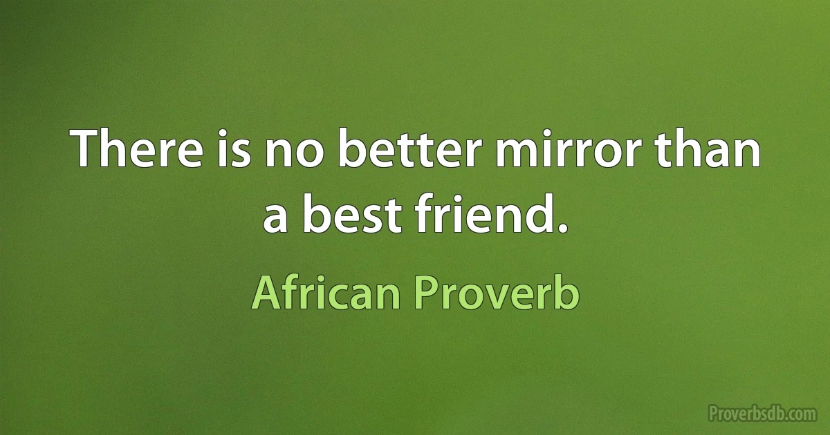 There is no better mirror than a best friend. (African Proverb)