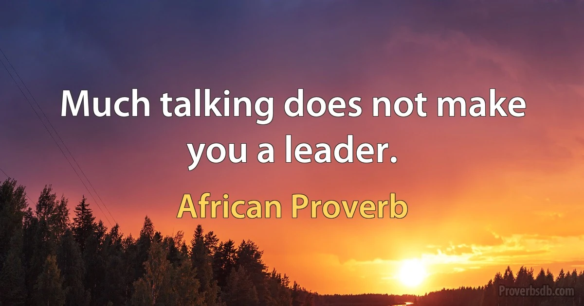 Much talking does not make you a leader. (African Proverb)