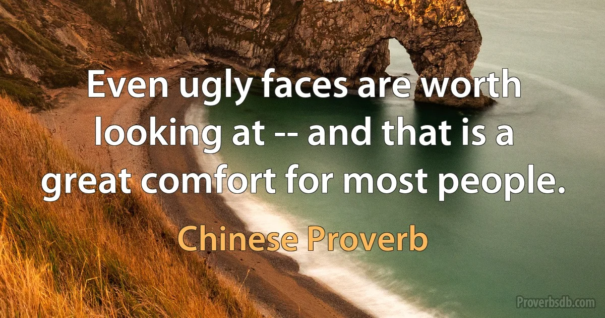 Even ugly faces are worth looking at -- and that is a great comfort for most people. (Chinese Proverb)