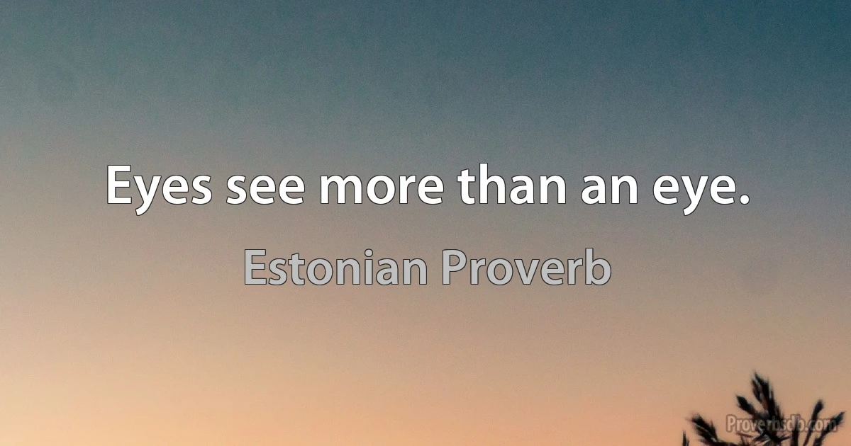 Eyes see more than an eye. (Estonian Proverb)