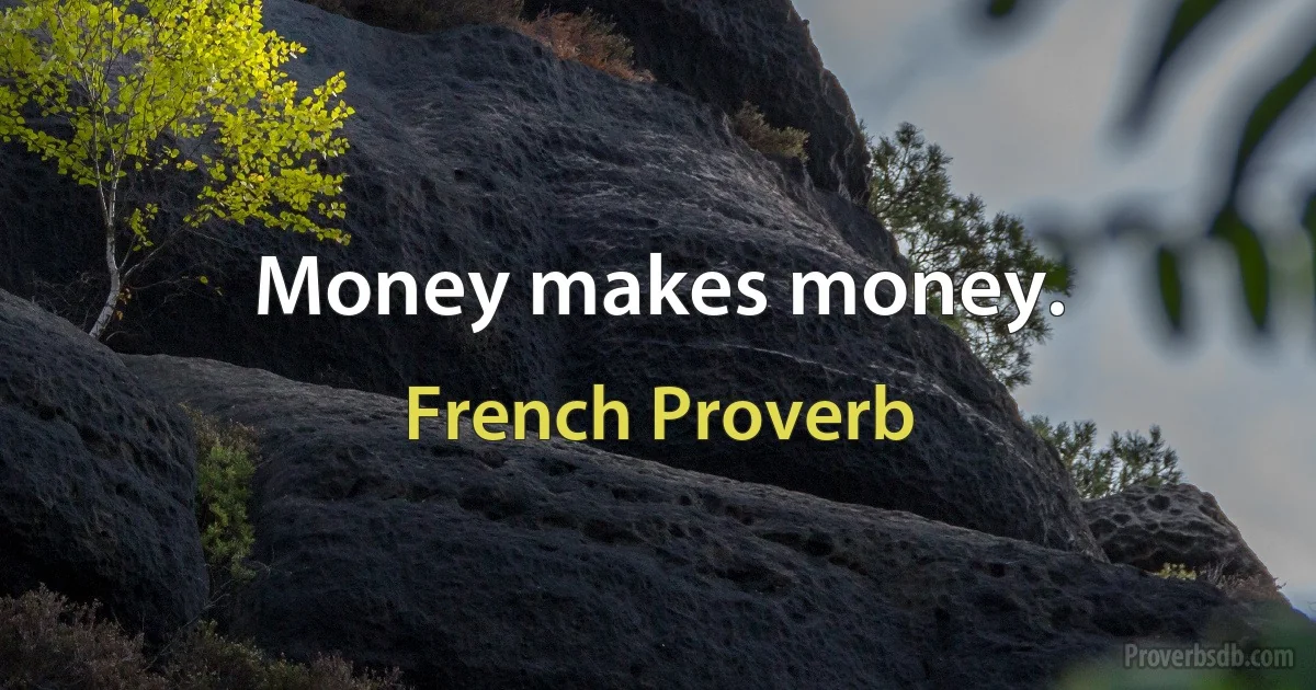 Money makes money. (French Proverb)