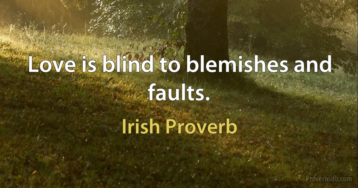 Love is blind to blemishes and faults. (Irish Proverb)