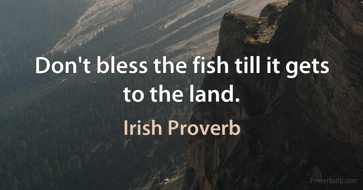 Don't bless the fish till it gets to the land. (Irish Proverb)