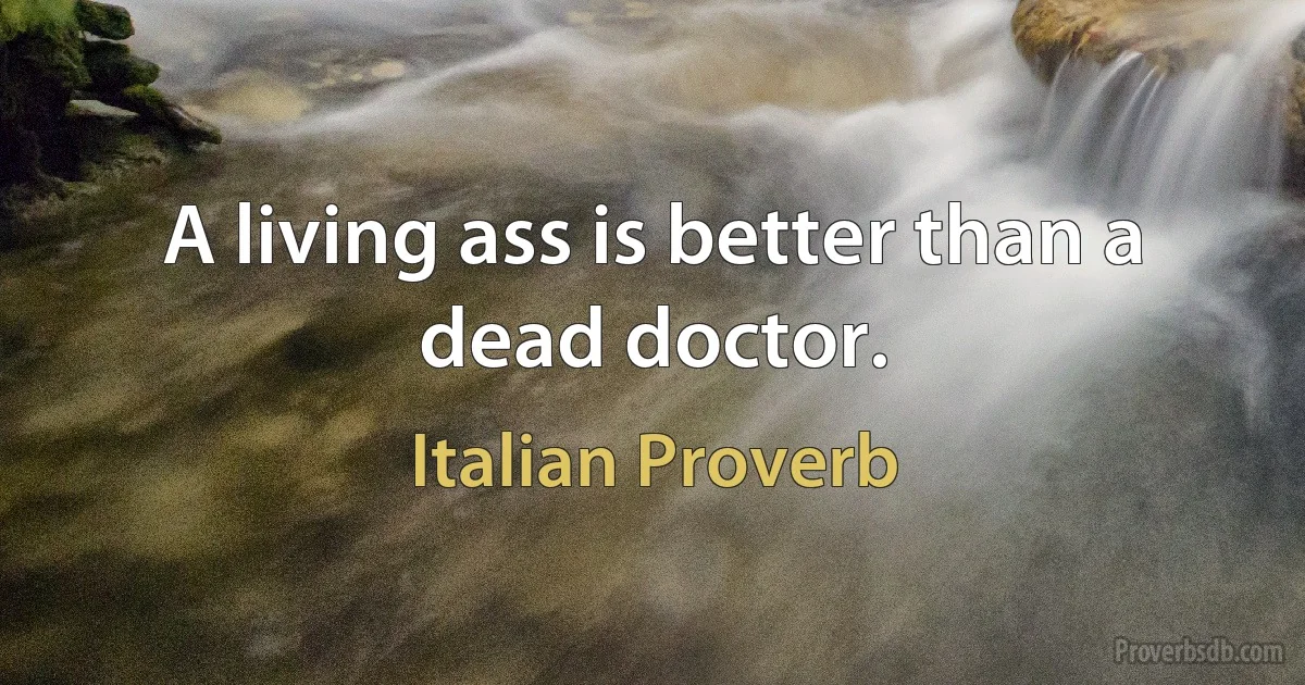 A living ass is better than a dead doctor. (Italian Proverb)