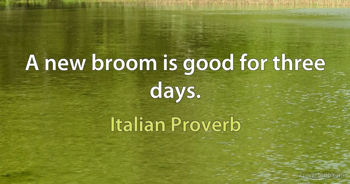 A new broom is good for three days. (Italian Proverb)