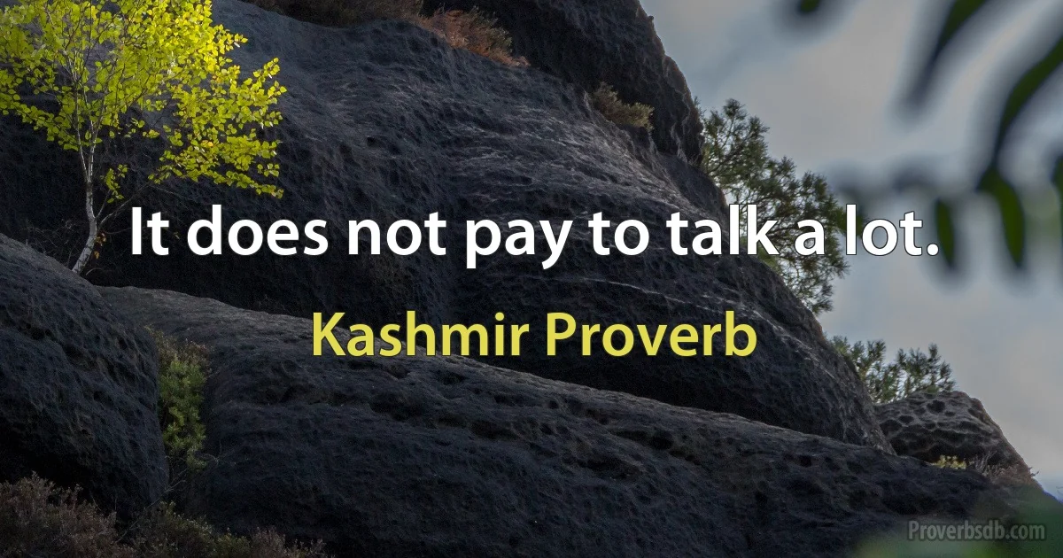 It does not pay to talk a lot. (Kashmir Proverb)