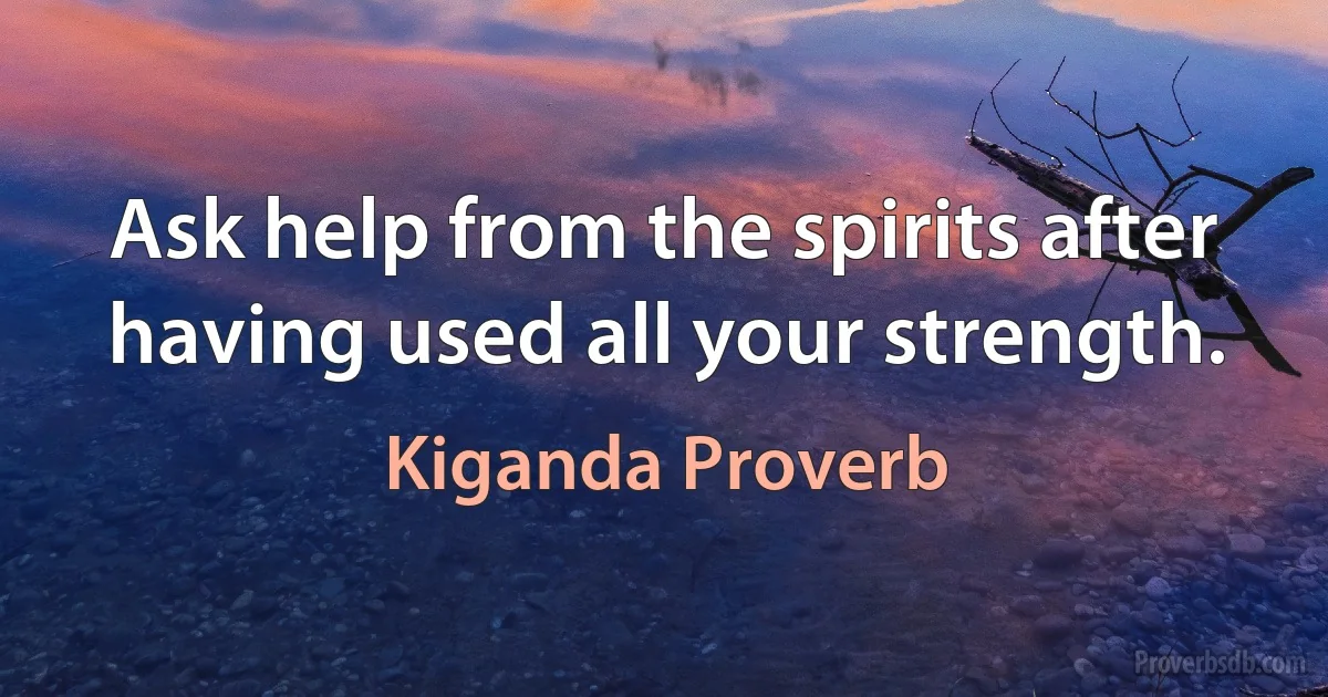 Ask help from the spirits after having used all your strength. (Kiganda Proverb)