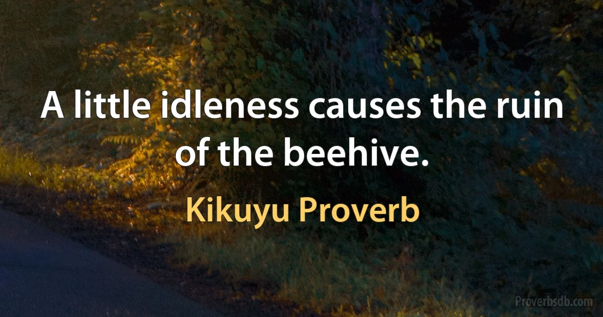 A little idleness causes the ruin of the beehive. (Kikuyu Proverb)