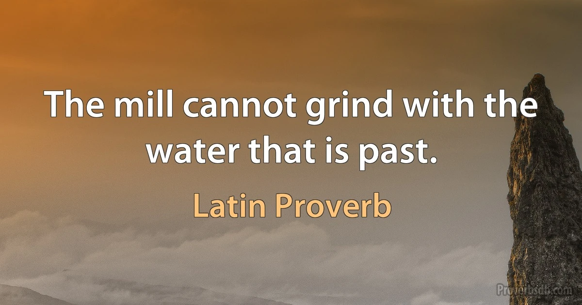 The mill cannot grind with the water that is past. (Latin Proverb)