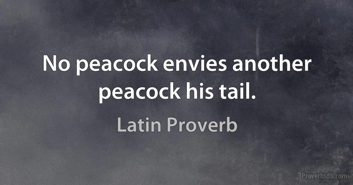 No peacock envies another peacock his tail. (Latin Proverb)