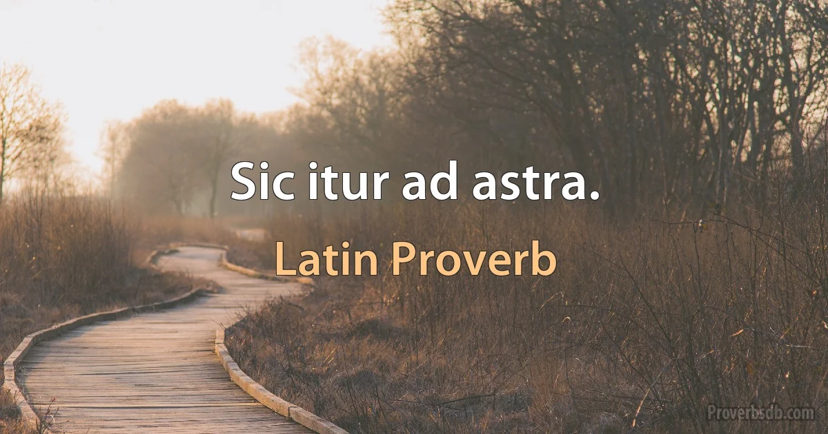 Sic itur ad astra. (Latin Proverb)