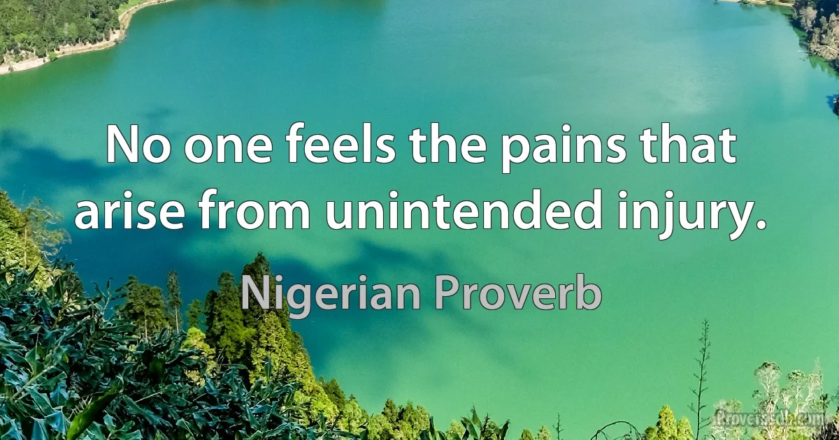 No one feels the pains that arise from unintended injury. (Nigerian Proverb)