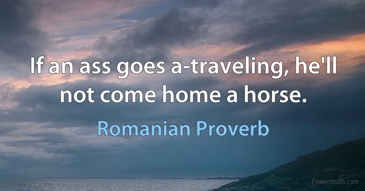 If an ass goes a-traveling, he'll not come home a horse. (Romanian Proverb)