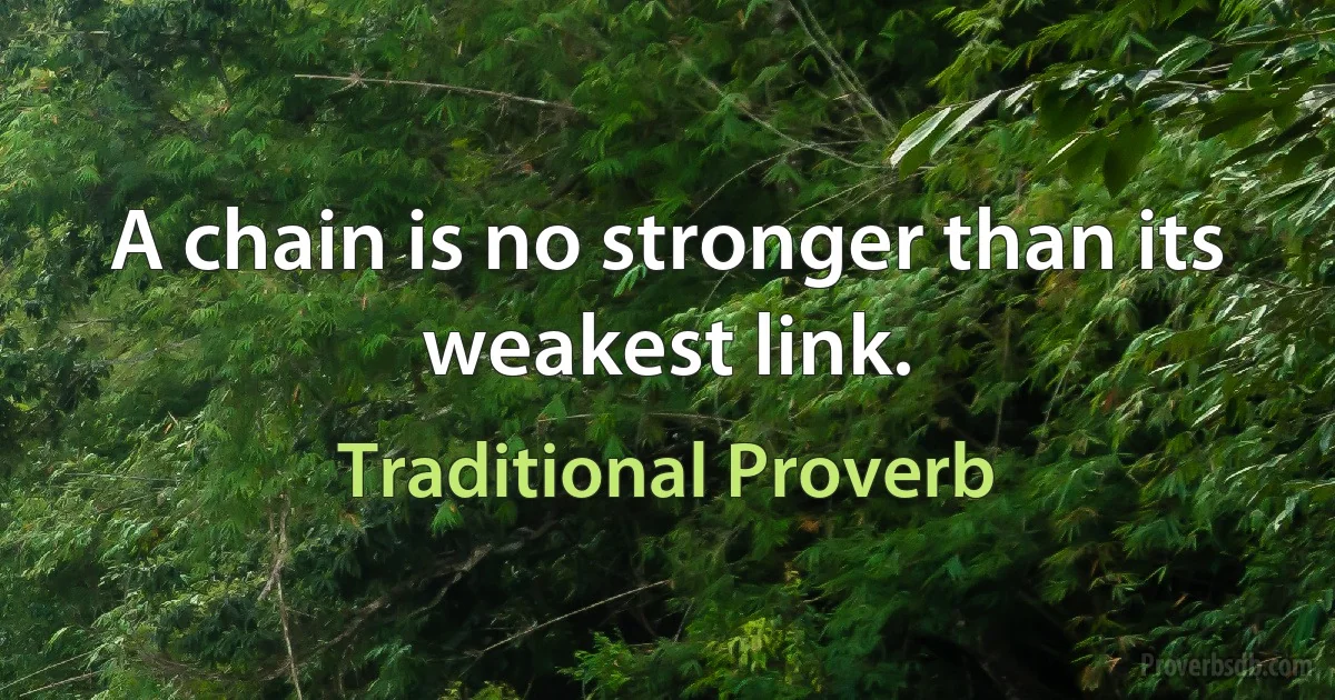 A chain is no stronger than its weakest link. (Traditional Proverb)