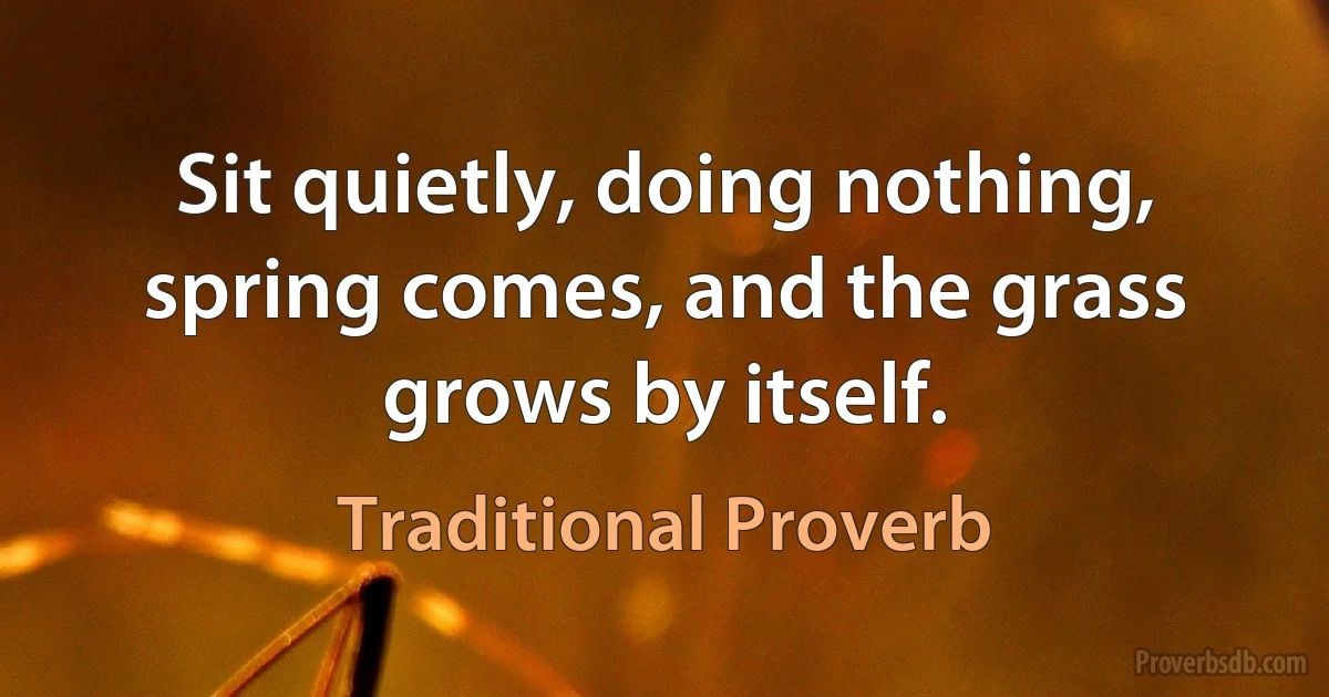 Sit quietly, doing nothing, spring comes, and the grass grows by itself. (Traditional Proverb)