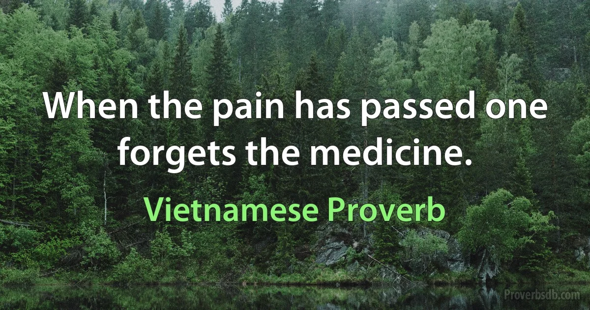 When the pain has passed one forgets the medicine. (Vietnamese Proverb)