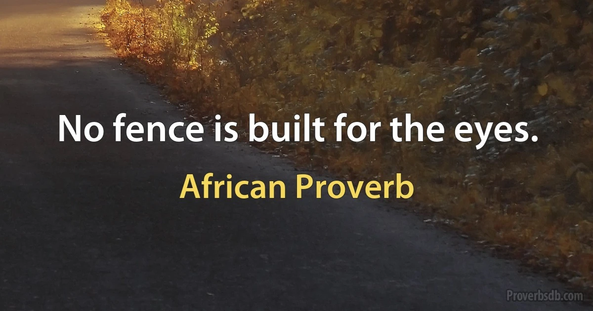 No fence is built for the eyes. (African Proverb)