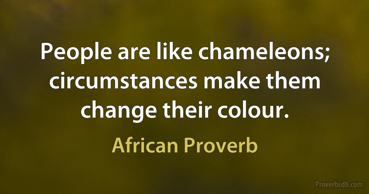 People are like chameleons; circumstances make them change their colour. (African Proverb)