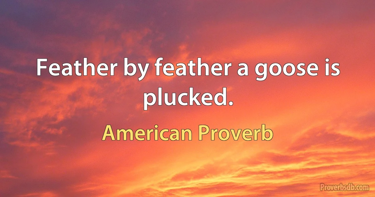 Feather by feather a goose is plucked. (American Proverb)