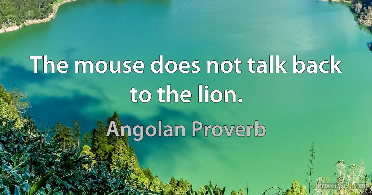 The mouse does not talk back to the lion. (Angolan Proverb)