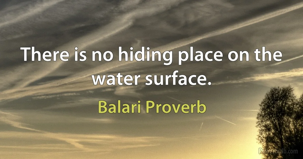 There is no hiding place on the water surface. (Balari Proverb)